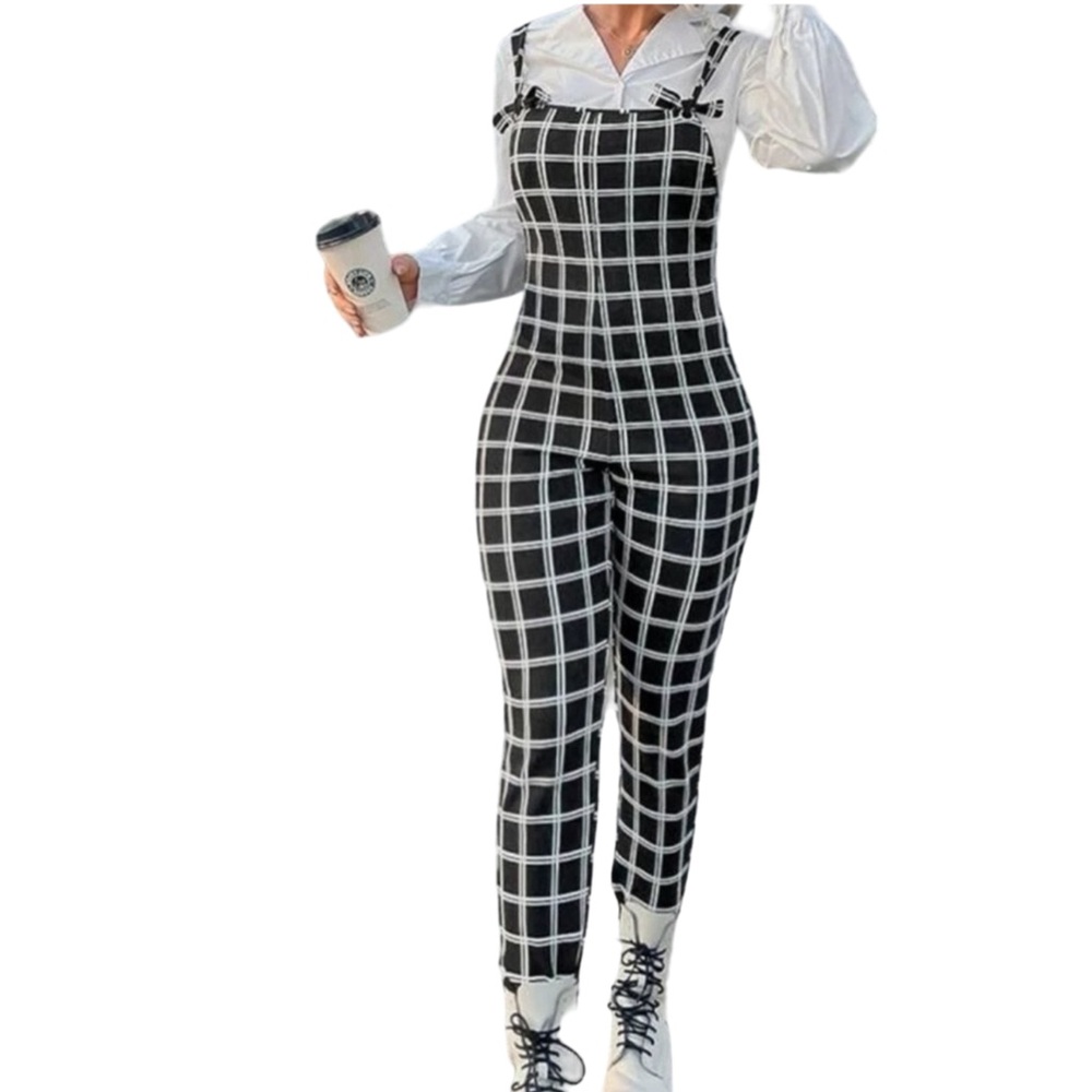 2 for $25 SHEIN Black and white plaid overall jumpsuit🖤